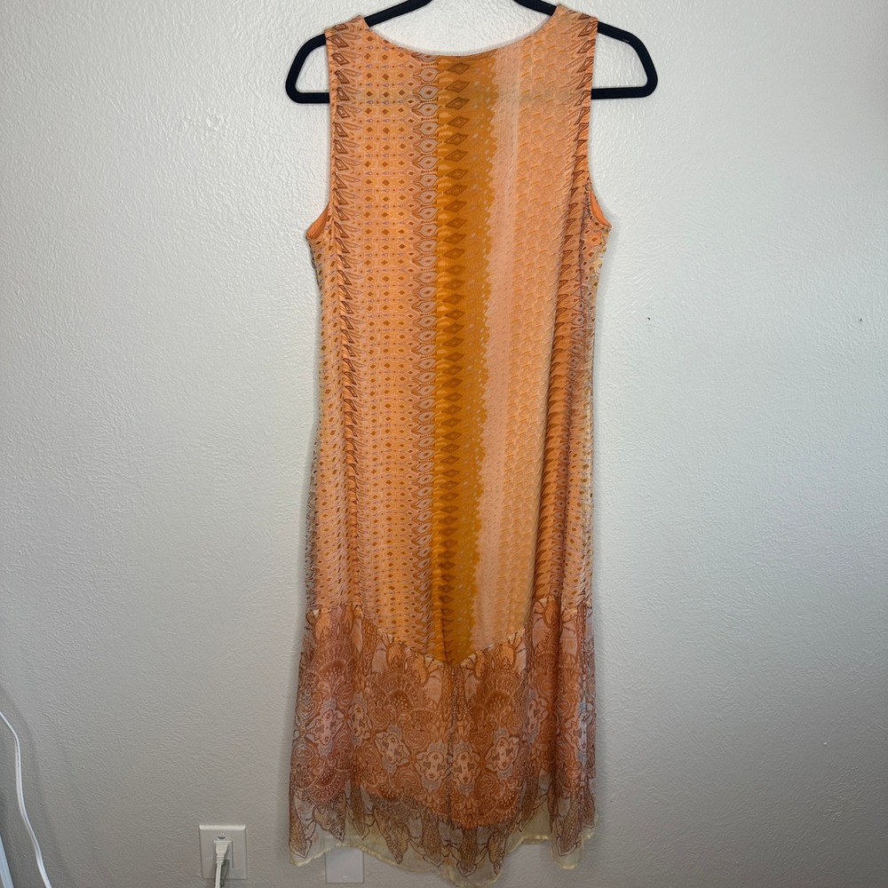Sundance Orange Paisley Geometric Print V-Neck Sleeveless Midi Dress Size 6 - Picture 6 of 6